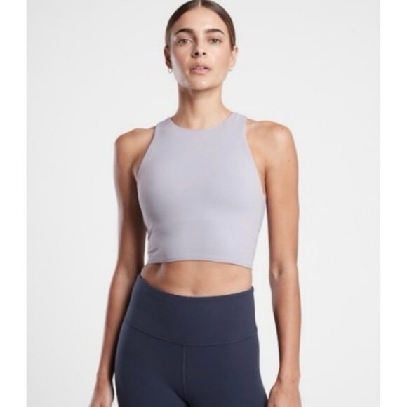 Athleta Conscious Crop Tank Top Sports Bra Medium Muted Lilac Purple Size Medium - Picture 1 of 8